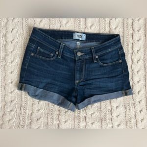 PAIGE jimmy jimmy jean shorts, dark blue, cuffed with pockets, size 24